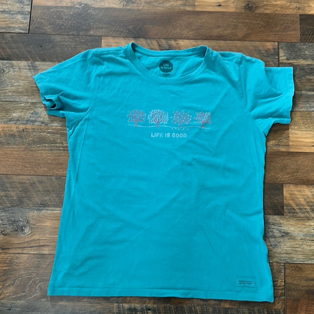 Life is good teal green tshirt Sz large